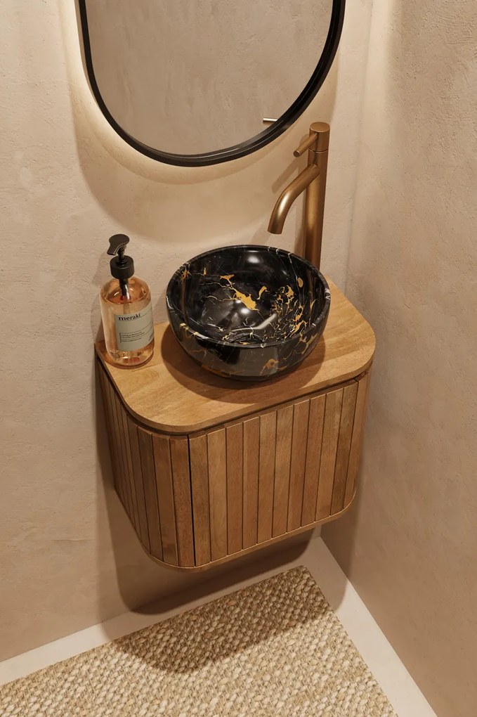 Livli Estrela toiletmeubel 40cm ribbelfront met Athens Portoro Gold waskom