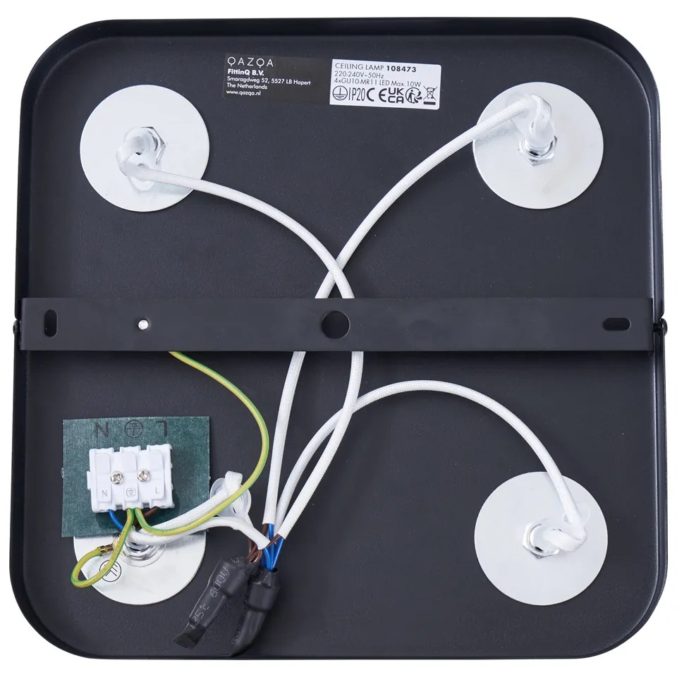 Afgeronde plafondspot zwart GU10 35mm 4-lichts draai- en kantelbaar - Kate