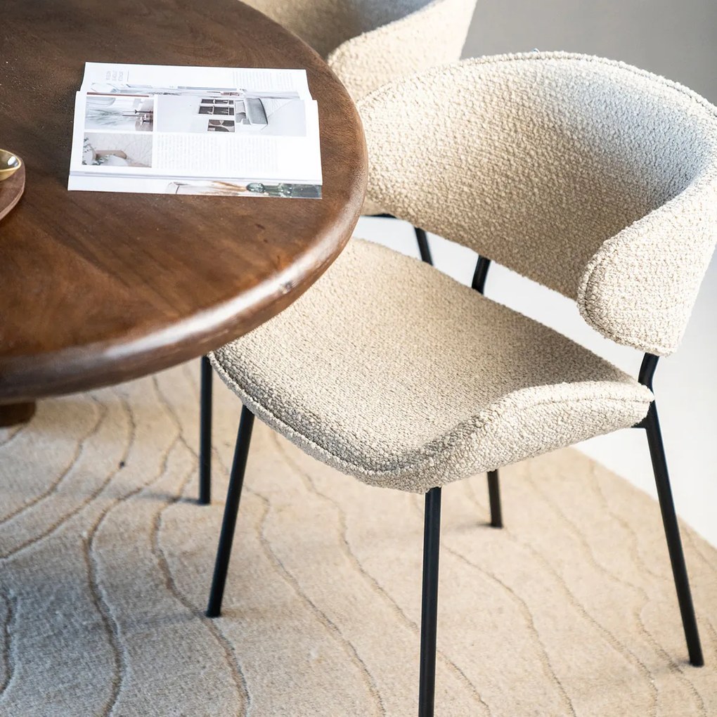 Boucle Eetkamerstoel Ronde Rug Zandkleur
