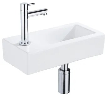 Fortifura Fuente fonteinset - 36x18.5x9cm - 1 kraangat - solid surface - fonteinkraan chroom - mat wit SW696234/SW696219/SW705498