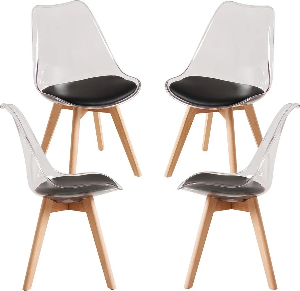 Set 4 Synk Transparante Zitting Stoelen