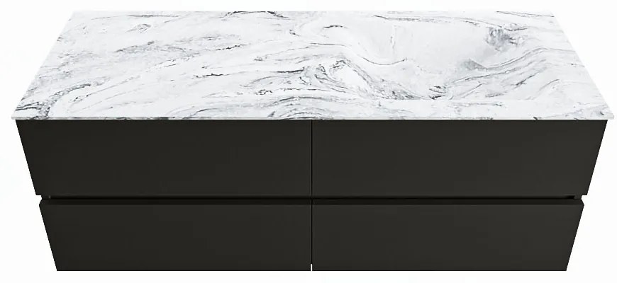 Mondiaz Vica DLux badmeubel 130cm urban 4 lades met wastafel glace rechts zonder kraangat