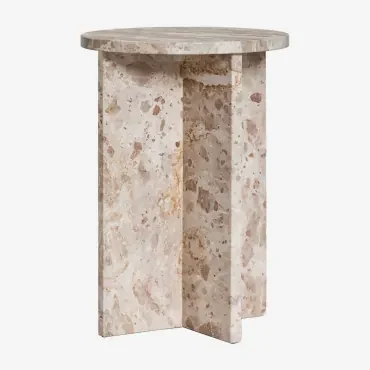 Ronde Bijzettafel Ø35 Cm In Mencia Marmer Marmer Natuurlijke Kleuren - Sklum