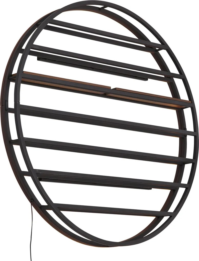 Moderne wandlamp zwart met wijnrek rond incl. LED - Wine Rack