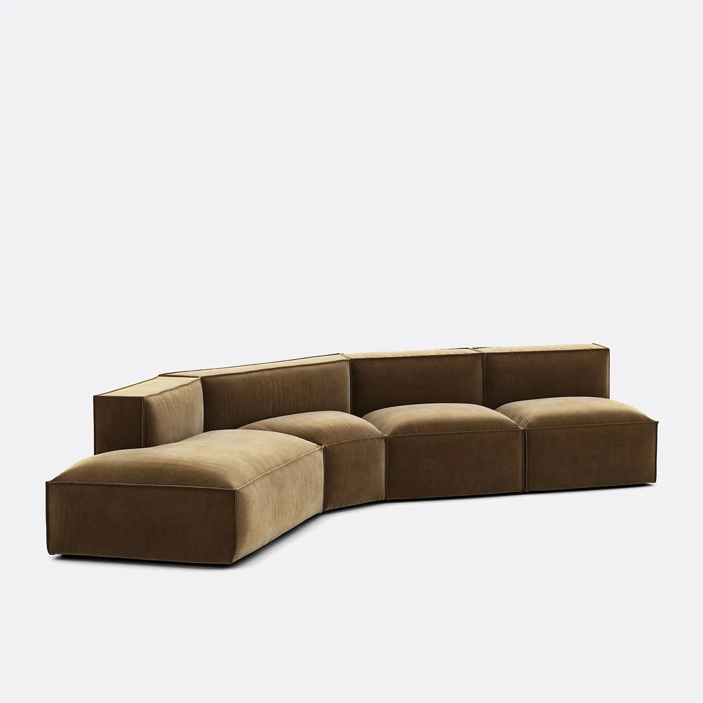 4-delige bank links fluweel Vintage Seven