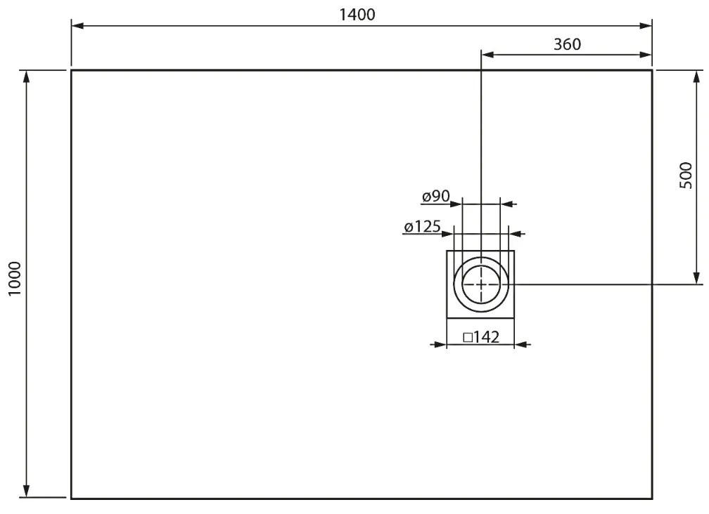 Gelco Mitia rechthoekige douchebak stone-look 140x100cm grijs