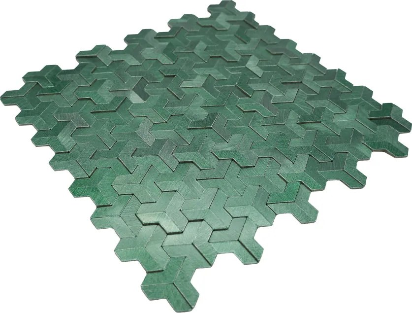 Zelfklevende Mozaïektegels Metaal | Trifold 3D Donkergroen | 30,3×28 cm | Keuken, Bad & WC