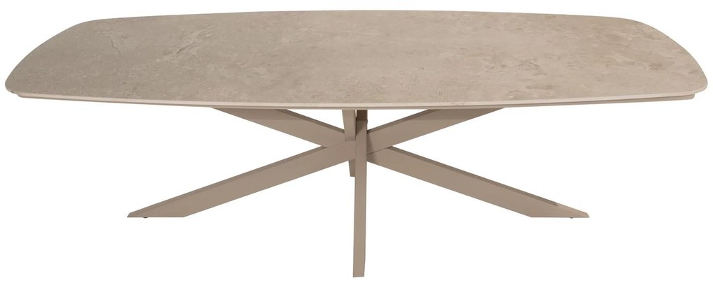 4 Seasons Outdoor Sardinia low dining set latte met Nevada tafel met keramisch blad 250 x 105 cm Tuinset beige weerbestendig