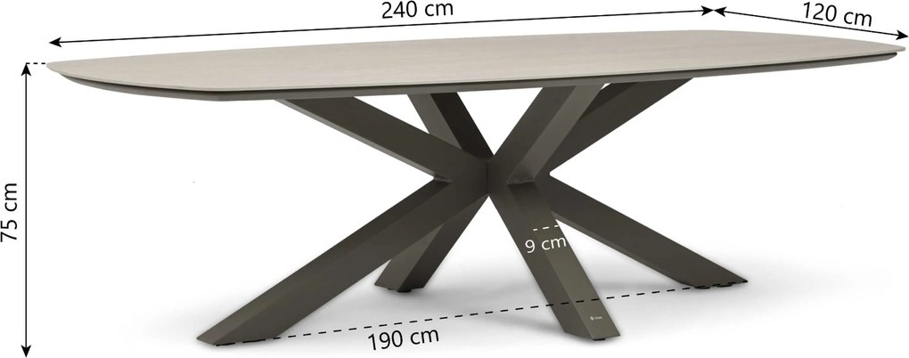 Tuinset 6 personen 240 cm Rope Taupe Santika Furniture Santika