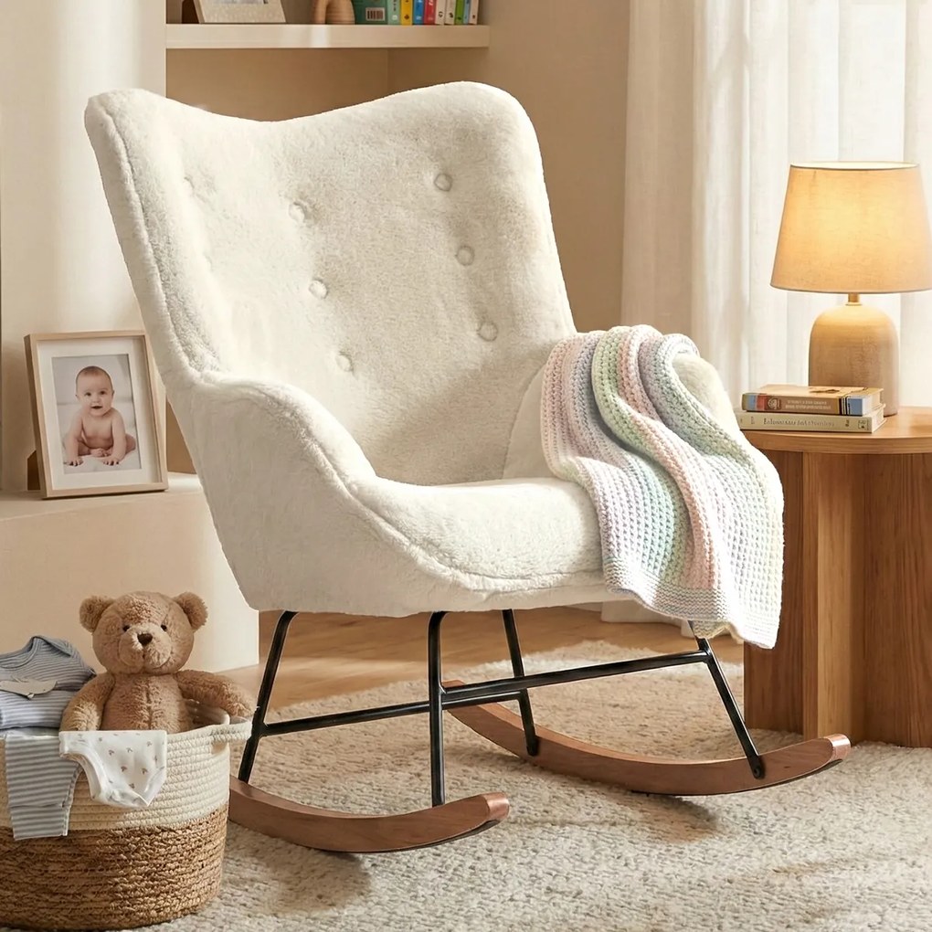 Schommelstoel Babykamer Creme Bont