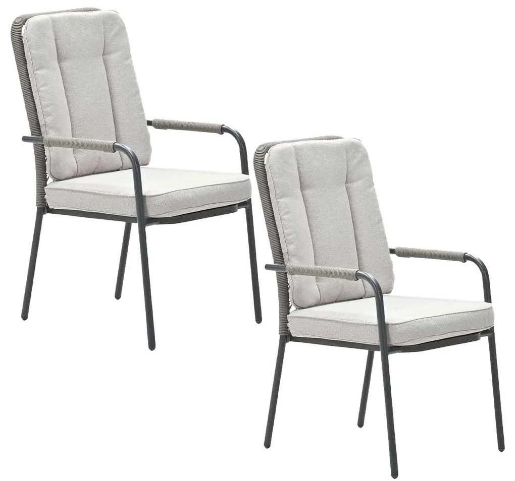 Garden Impressions Aleria tuinstoel taupe - 2 stuks