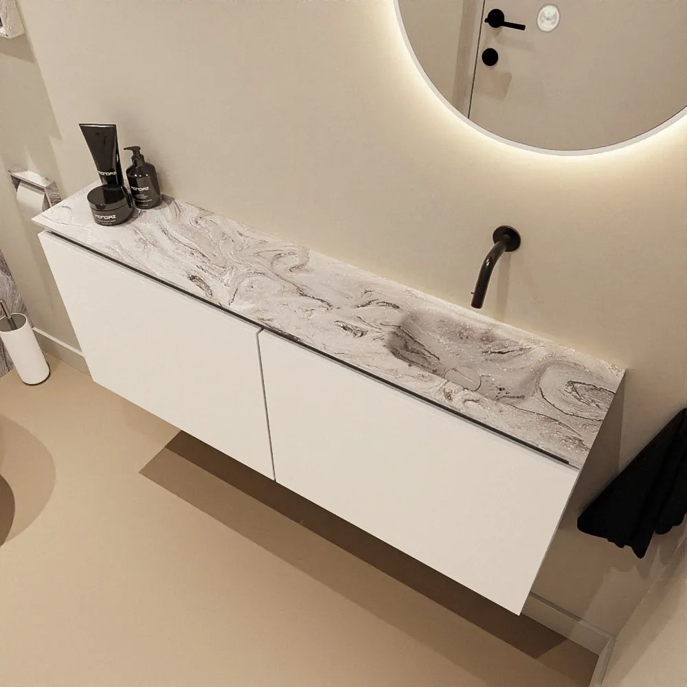 Mondiaz Ture DLux toiletmeubel 120cm talc met wastafel glace rechts zonder kraangat