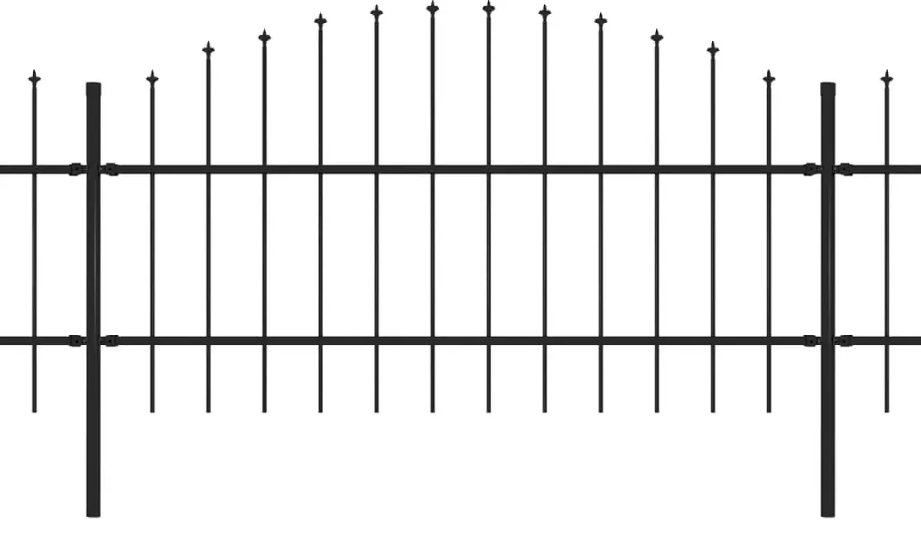 vidaXL Tuinhek met speren bovenkant (0,75-1)x13,6 m staal zwart