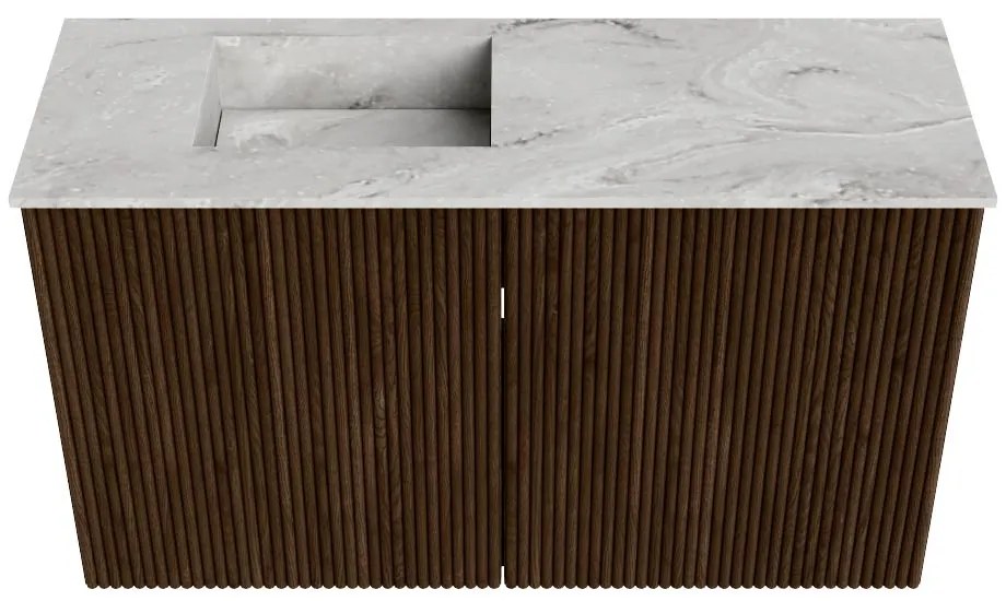 Mondiaz Joya DLux 70cm toiletmeubel walnut met wastafel faye links 1 kraangat glace