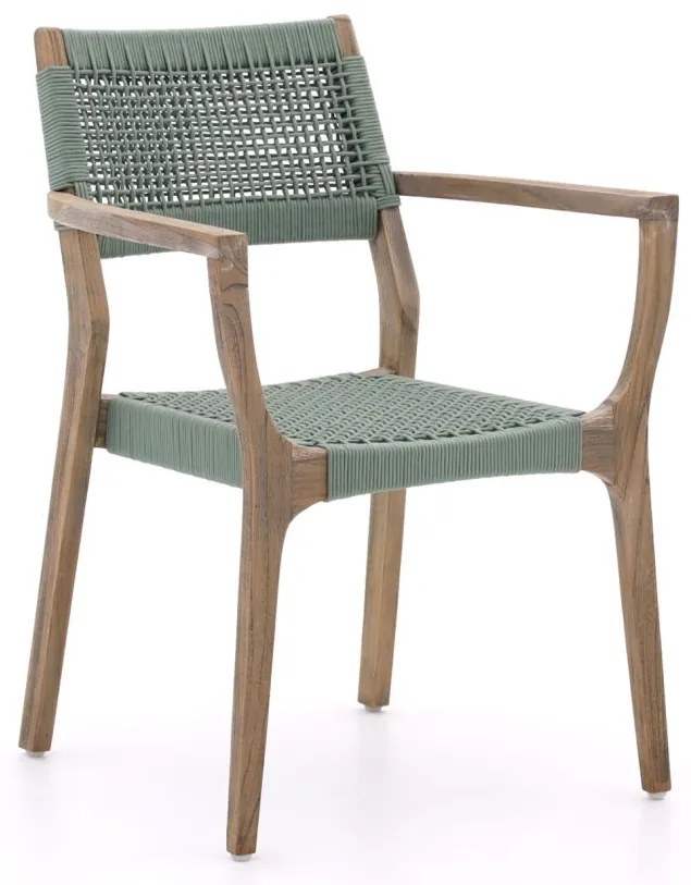 Dining tuinstoel |   ROUGH-L | Rope (touw) | Groen/Old Teak | Stapelbaar | Kees Smit Tuinmeubelen