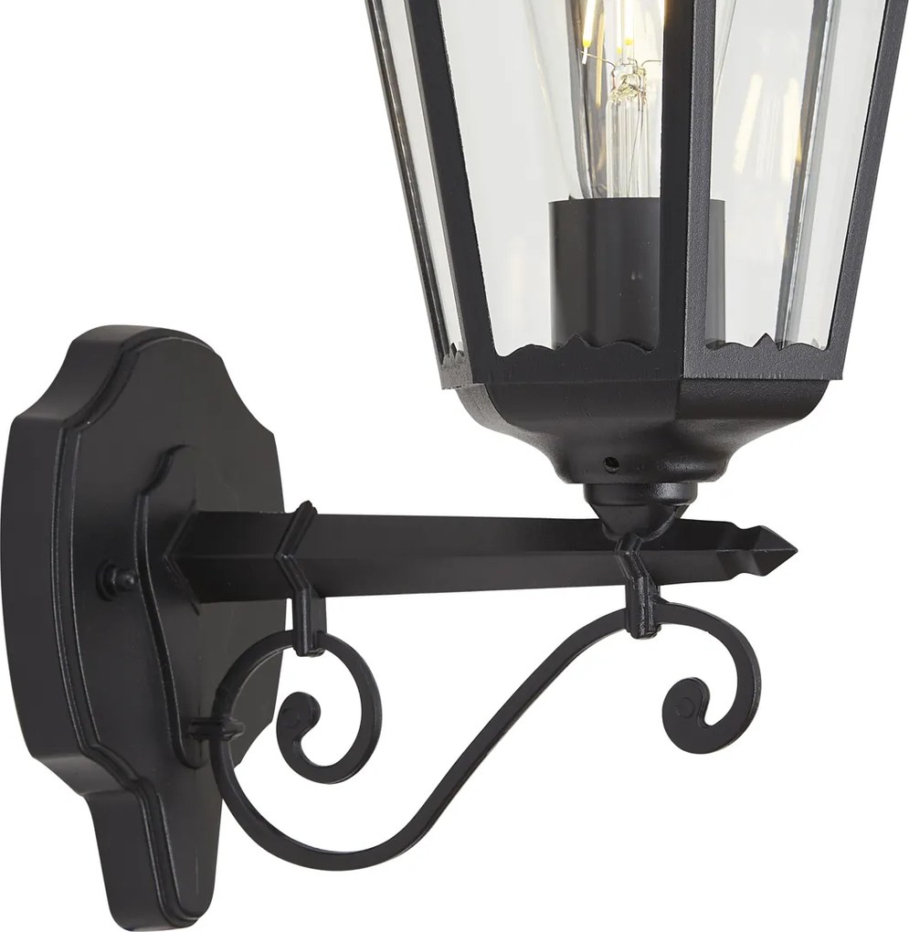 Klassieke wandlamp zwart met koper IP44 - Havana
