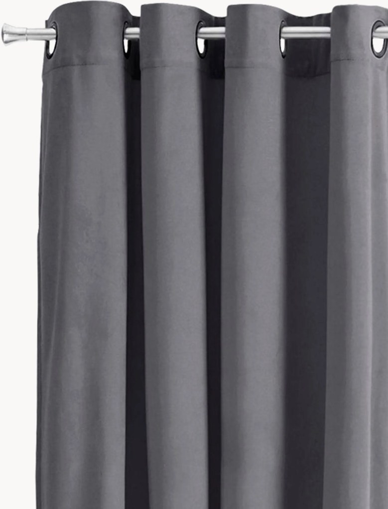 Fluwelen dim-out gordijnen Nora met ringen, 2-delig, B 140 cm