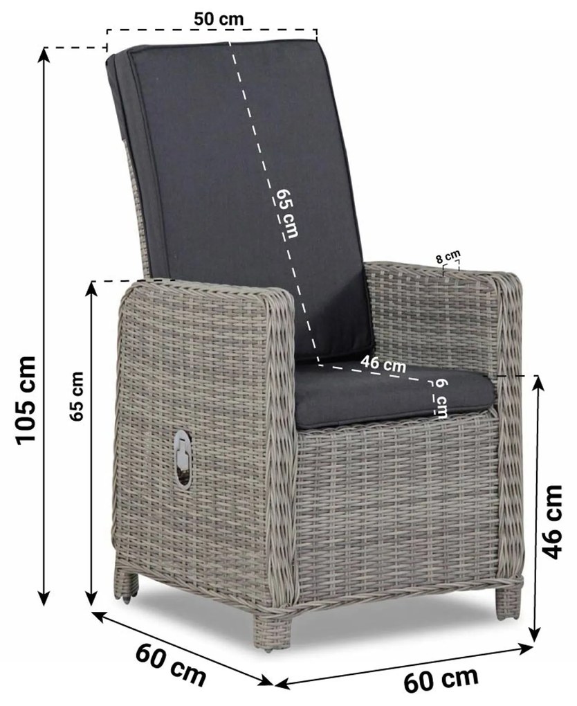 Garden Collections Bello/Brighton Dining Set Wicker Grijs 5-delig