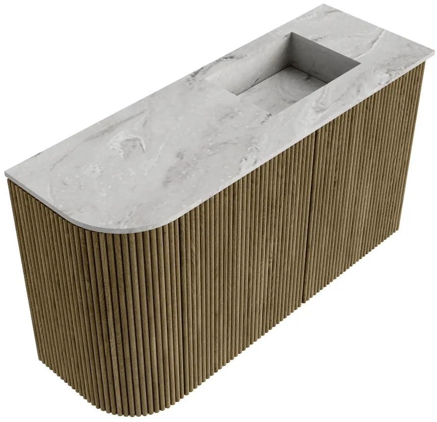 Mondiaz Joya DLux 70cm toiletmeubel ronding links dusk met wastafel faye rechts zonder kraangat glace