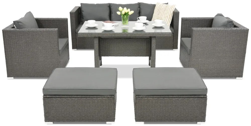 Roma Apetito 5 + 2 Garden Point antraciet technorattan tuinmeubelen