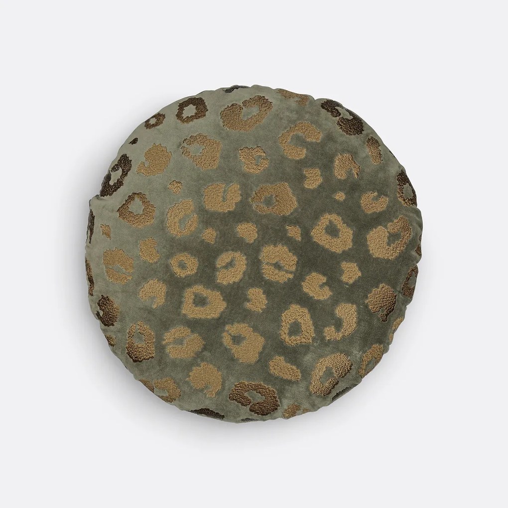 Rond kussen in geborduurd fluweel, Thelma