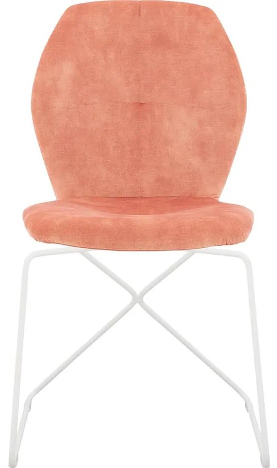 Goossens Excellent Eetkamerstoel Manzini roze velvet stof leuning, modern design