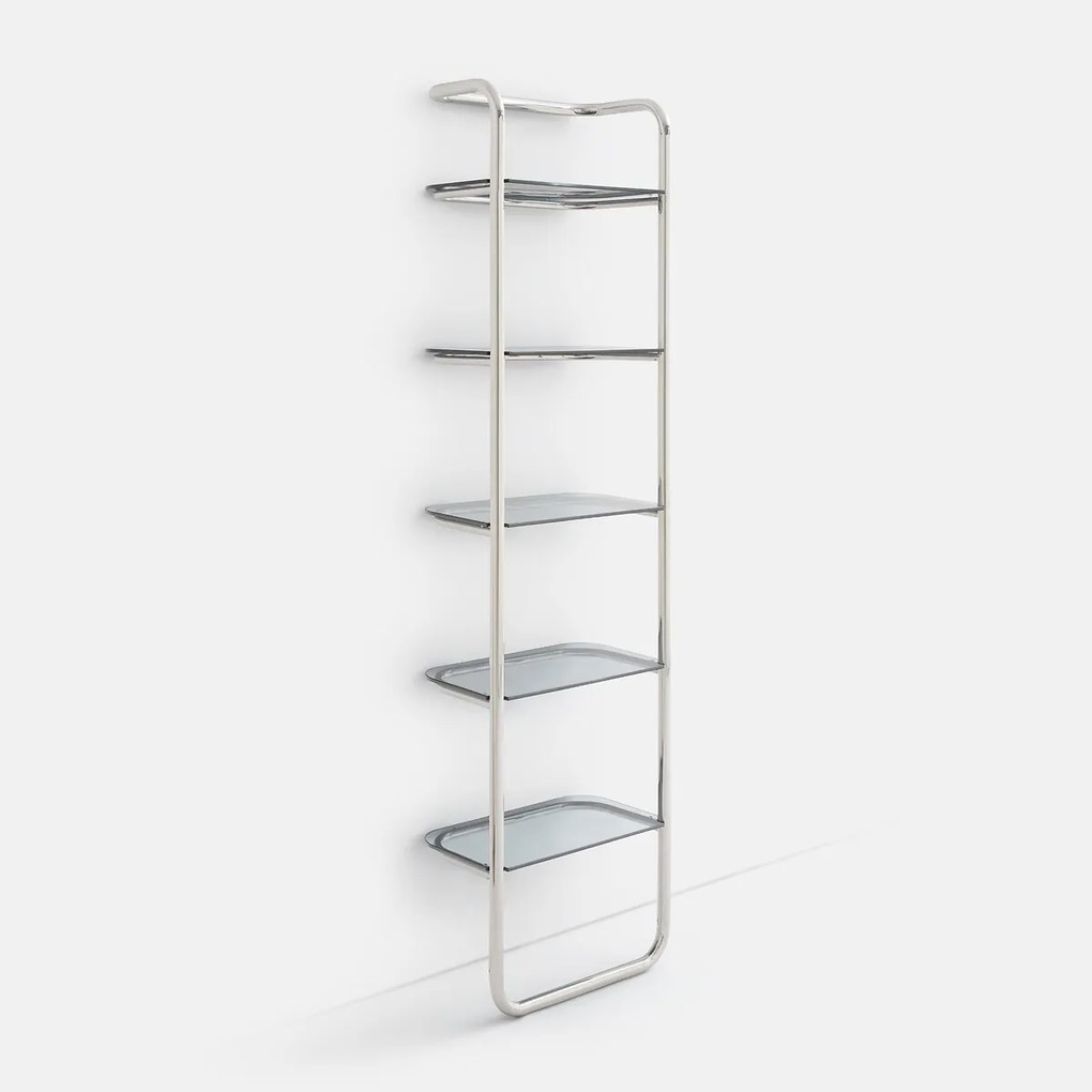 Wandplank van roestvrij staal en gerookt glas, Giorgio