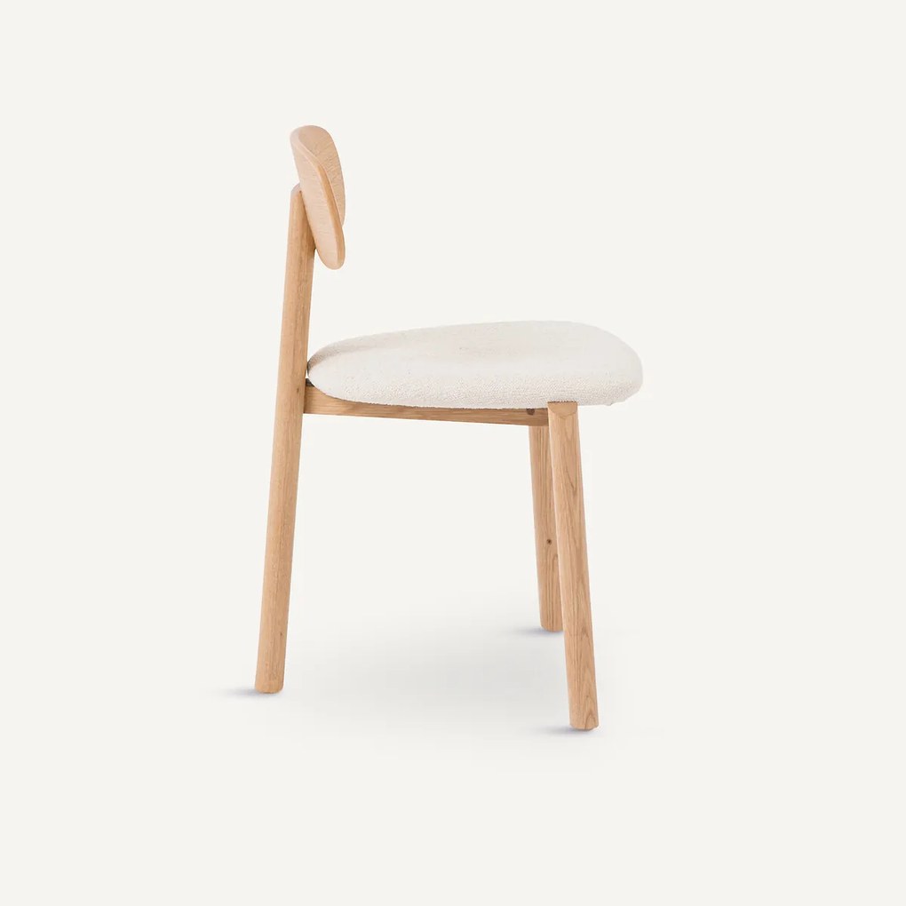 Eiken stoel, fineer en bouclette, Marais