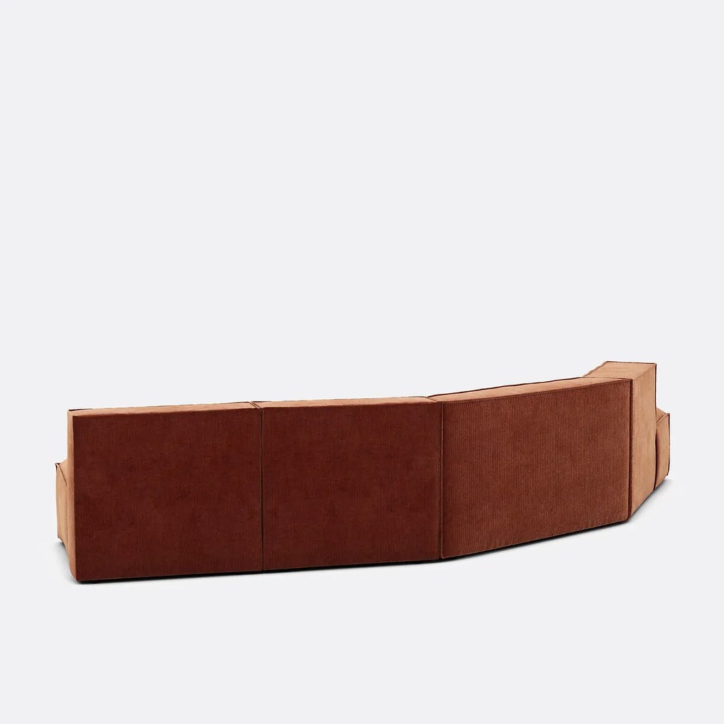 Open hoekbank links, 4-zits, in vintage ribfluweel, SEVEN