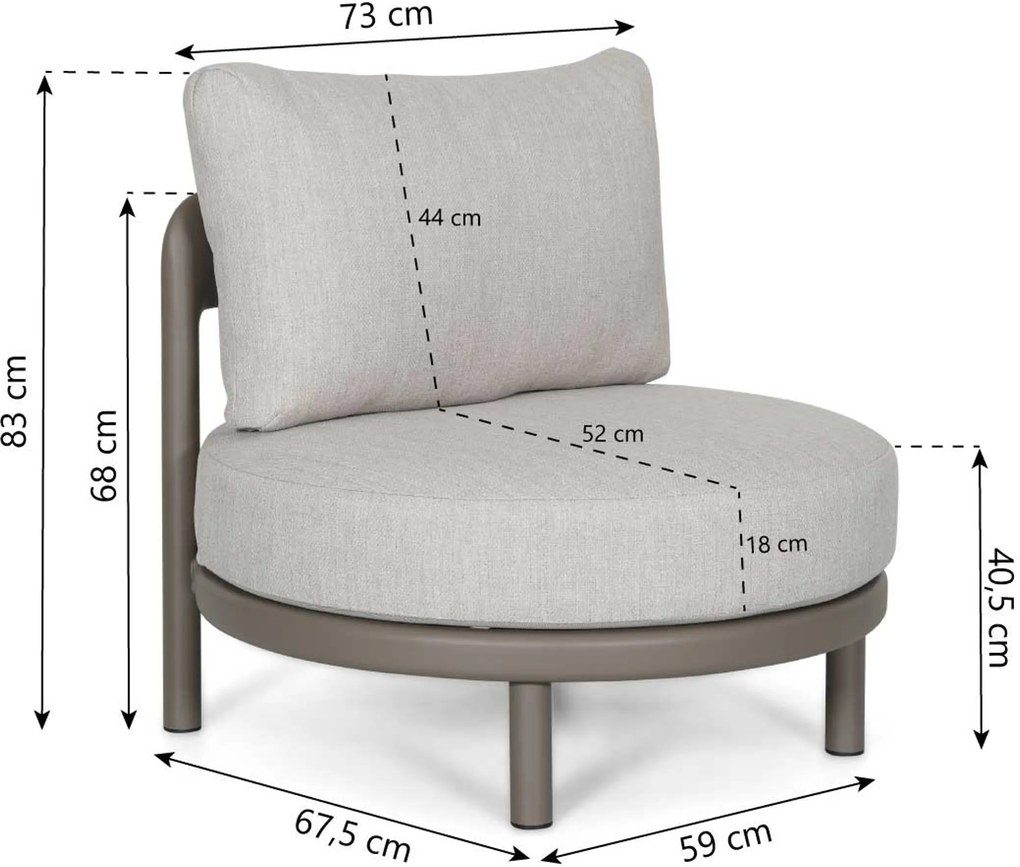 Stoel en Bank Loungeset 5 personen Aluminium Taupe Santika Furniture Santika