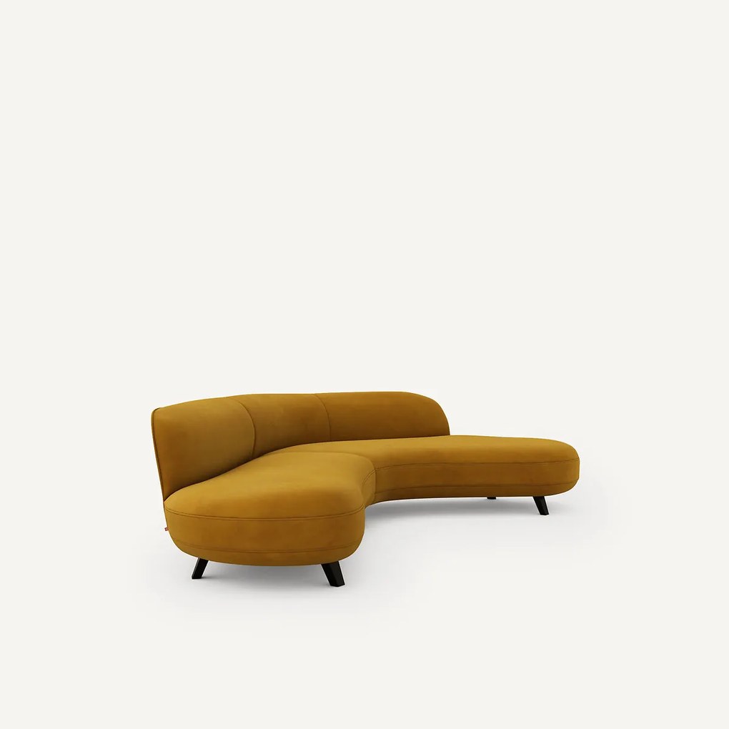 Hoekbank van fluweel, Rosebury design E.Gallina