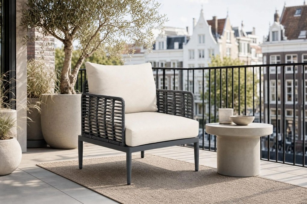 Tuinstoel Aluminium/wicker Grijs-antraciet Coco Ibiza