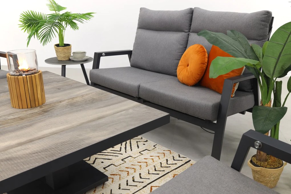 Azoren/Jersey stoel-bank loungeset 4-delig verstelbaar - Antraciet OP=OP