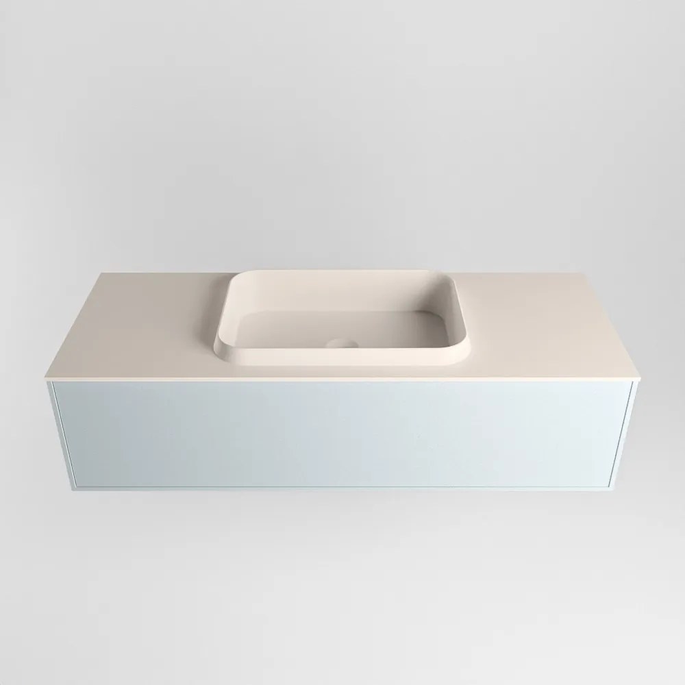 Mondiaz Erin 120cm badmeubel Clay met 1 lade en beige wastafel midden zonder kraangaten