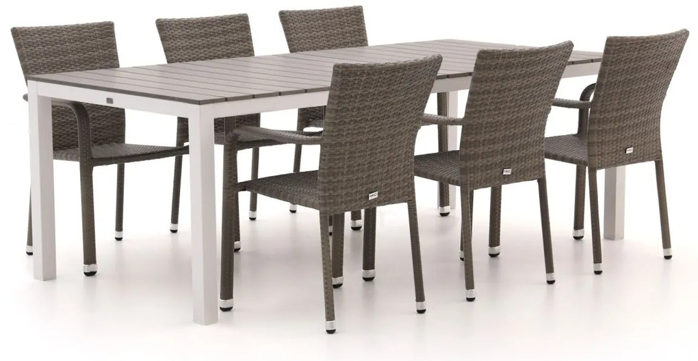 Forza Fossano/Fidenza 220cm dining tuinset 7-delig stapelbaar