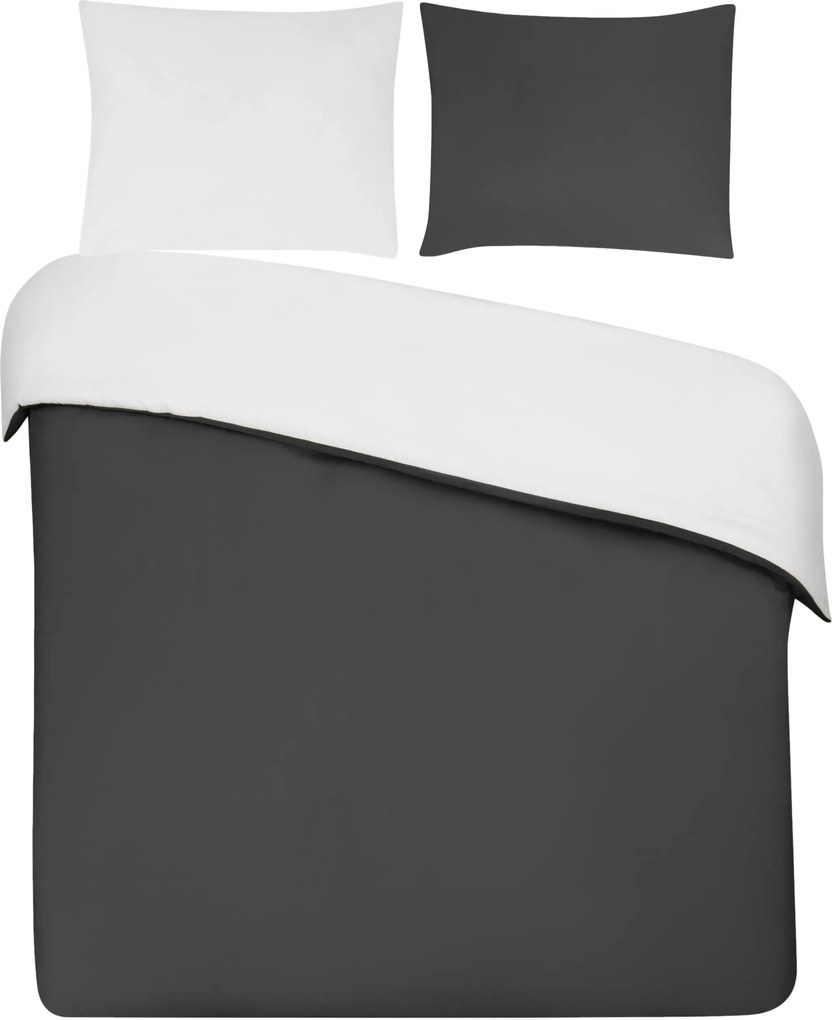 Dekbedovertrek Percal– 100% percal katoen – 200×200/220 – antraciet/wit