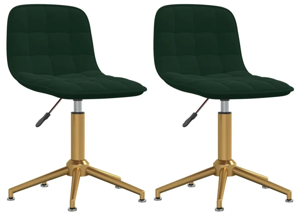 vidaXL Eetkamerstoelen draaibaar 2 st fluweel donkergroen