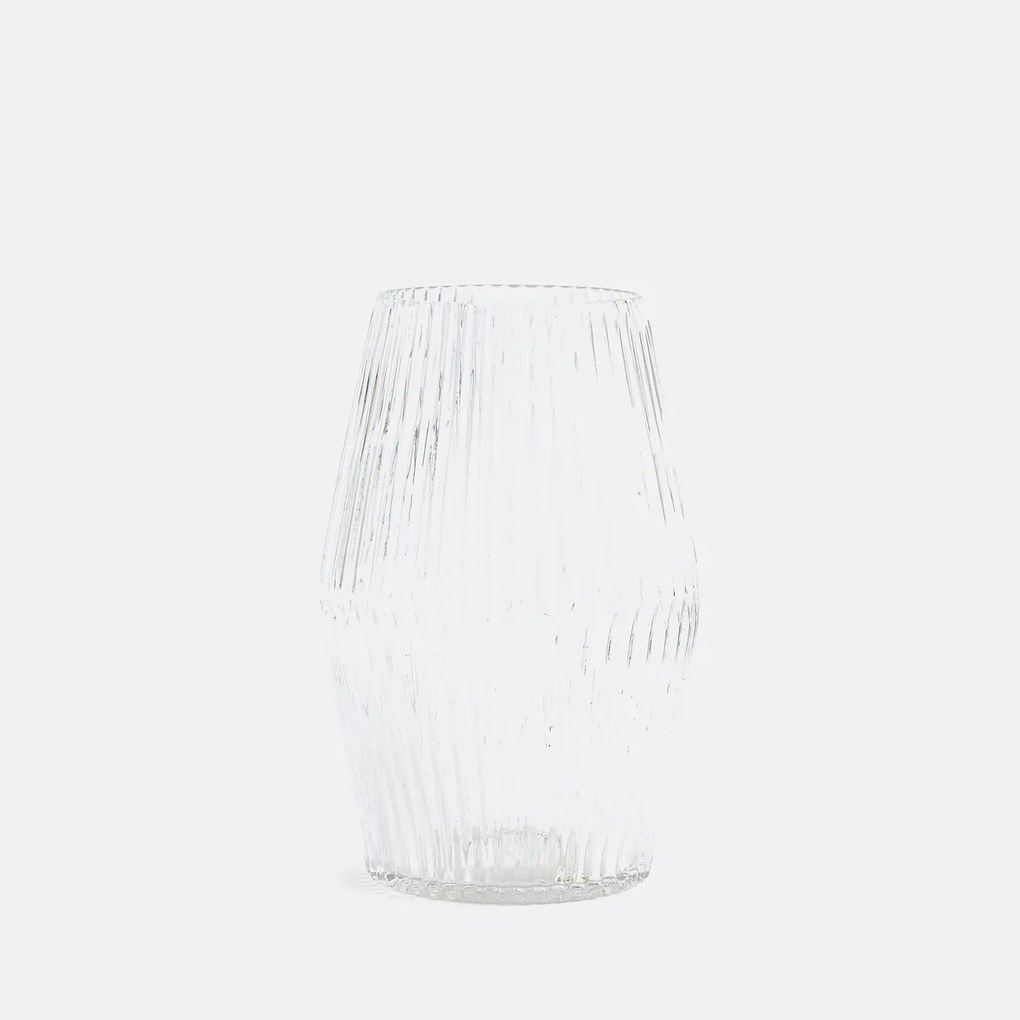 Vaas in glas met groeven, cilindervorm H25 cm, Afa