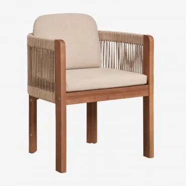 Serel Eetkamerstoel Met Armleuningen In Acaciahout En Gevlochten Touw Acacia Bruin - Sklum