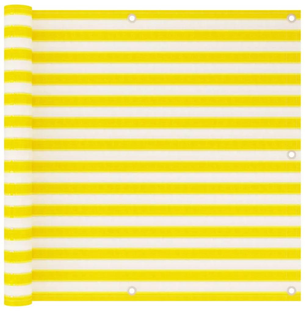 vidaXL Balkonscherm 90x500 cm HDPE geel en wit