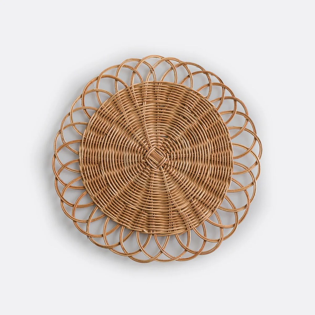 Set van 4 placemats in rotan, bloem vorm Doga
