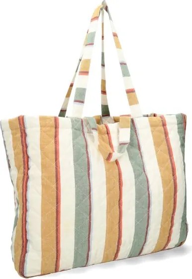 Gequilte tas, recycled katoen, zomerstreep, 46 x 37 x 16 cm