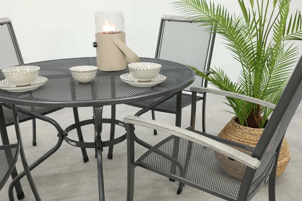 Balero ronde stapelbare bistroset strekmetaal Ø105 cm. - Antraciet