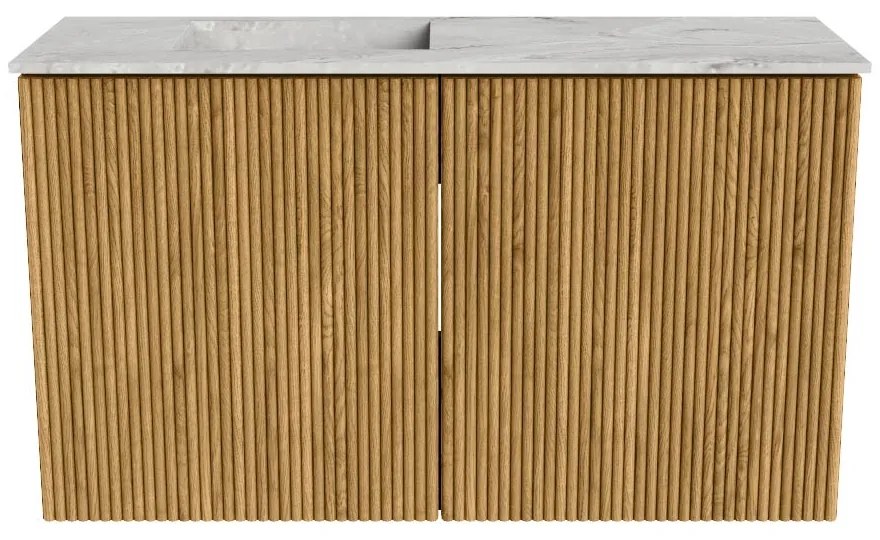 Mondiaz Joya DLux 70cm toiletmeubel oak met wastafel faye links zonder kraangat glace