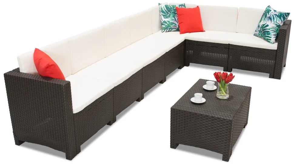 Colorado Hoek Max 7 bruin Bica technorattan hoek met tafel
