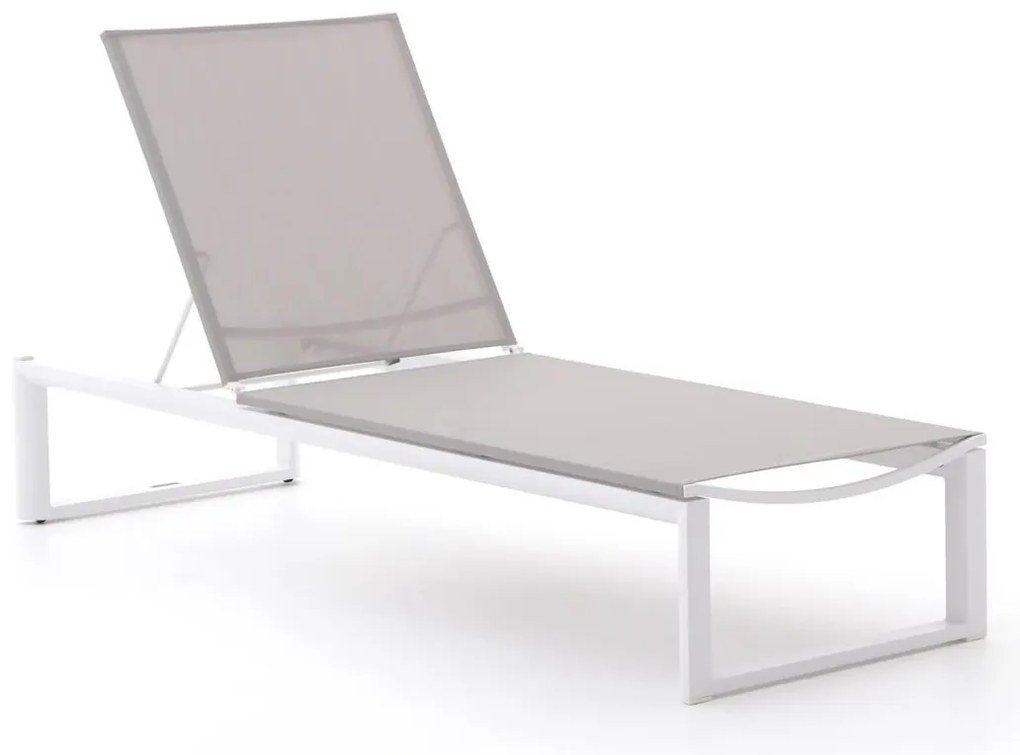 Verstelbaar ligbed Bernstein  | Aluminium | Wit  | Ligbed met wiel | Ligstoel tuin | Strandbed  | Kees Smit Tuinmeubelen