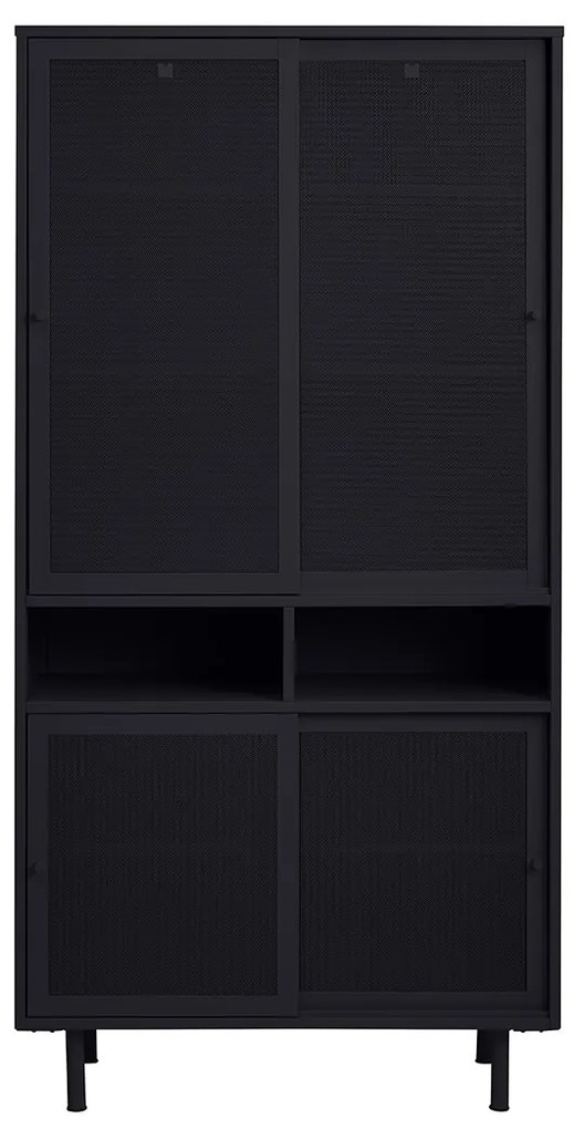 Hoge Kast Zwart Metaal - 90x40x180cm.