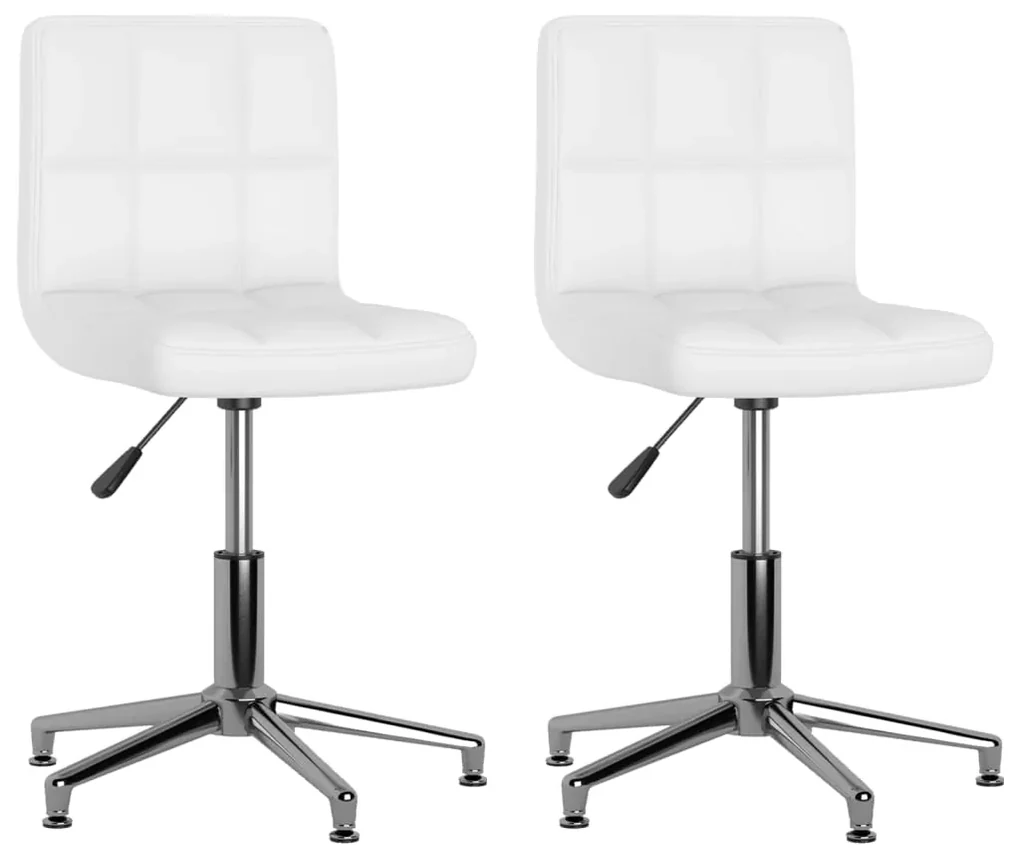 vidaXL Eetkamerstoelen draaibaar 2 st kunstleer wit