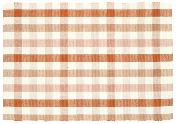 Placemat geribbeld, GOTS bio-katoen, roze, geruit, 35 x 50 cm