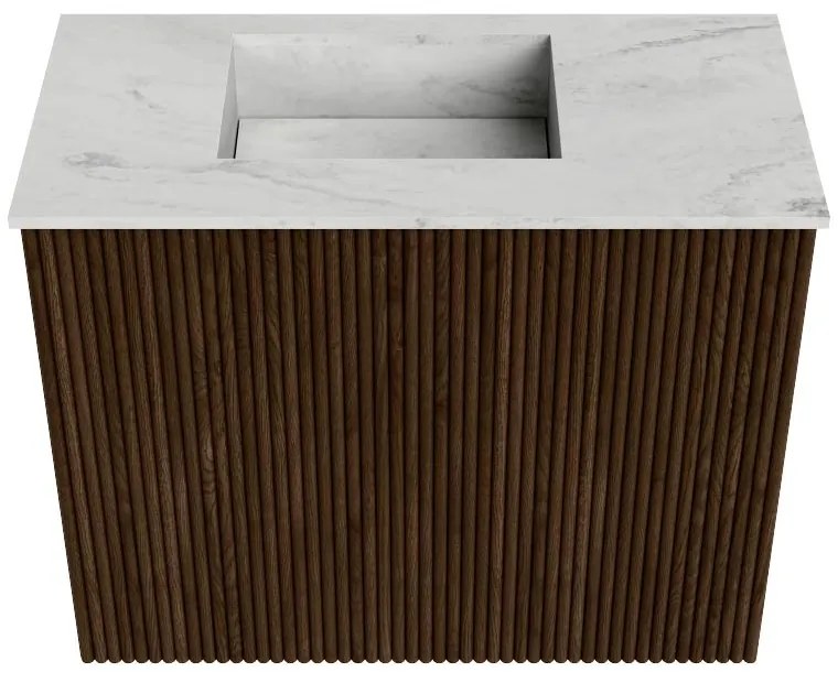 Mondiaz Joya DLux 50cm toiletmeubel walnut met wastafel faye links 1 kraangat opalo